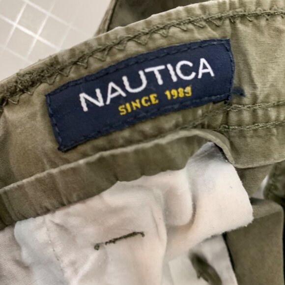 Nautica Cargo Deck Shorts Mens Size 40 Army Green Utility Outdoor Pockets Cotton - Picture 9 of 14